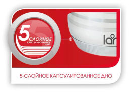 Кастрюля LARA (нерж) SONATA 20x12,5см, 3,9л, 7-cтупенчатое дно, комбо-полировка, крышка LR02-582  фото 5