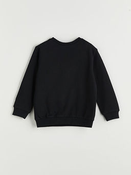 Bisiklet Yaka Bask?l? Erkek ?ocuk Sweatshirt