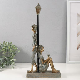 Фигурка полистоун Парочка в наушниках - встреча, бронза с патиной, 17.5?6?37 см