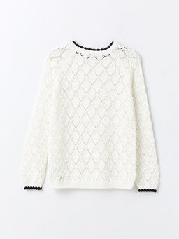 Bisiklet Yaka Kendinden Desenli Uzun Kollu K?z ?ocuk Triko Kazak - Waikiki фото 2