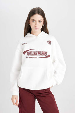 Толстовка из плотной ткани с капюшоном и принтом Cool Oversize - Defacto фото 5