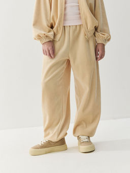 Джоггеры оверсайз велюровые Беж 7+ - Bungly фото 3