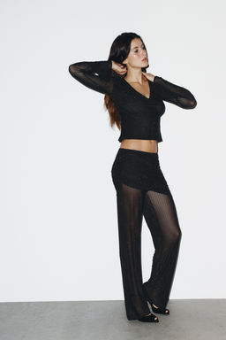 SHIMMER GATHERED TULLE TROUSERS - Zara фото 5