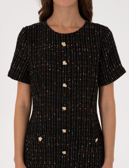 Siyah Regular Fit T_vit Dokuma Elbise