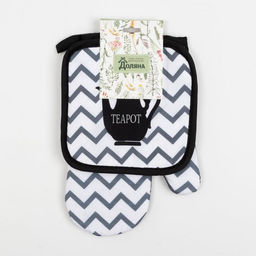 Кухонный набор Доляна Teapot, прихватка 17*17 см, рукавица 26*16 см,100% п/э  фото 4