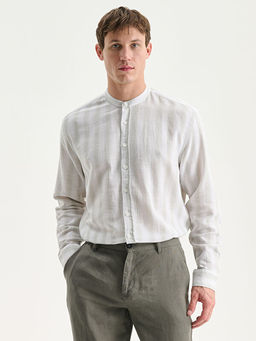 Regular Fit Hakim Yaka Uzun Kollu ?izgili Erkek G?mlek