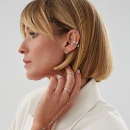 Кафф из серебра с фианитами с каплей