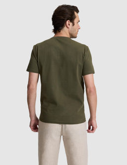 Haki Slim Fit Pamuk Kar___ml_ Bisiklet Yaka Basic T-shirt