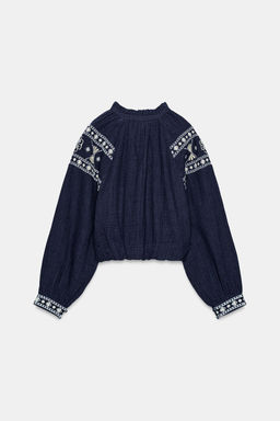 CONTRAST VELVET BLOUSE - Zara фото 15