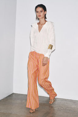 STRIPED LINEN BLEND TROUSERS ZW COLLECTION - Zara фото 2