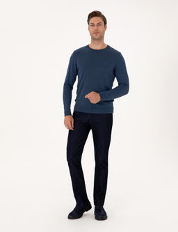 _ndigo Melanj Slim Fit Bisiklet Yaka Basic Triko Kazak - Pierre cardin фото 4