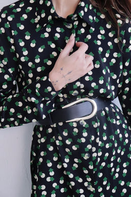 11128 Платье-рубашка удлинённое чёрное с принтом - Martichelli фото 22