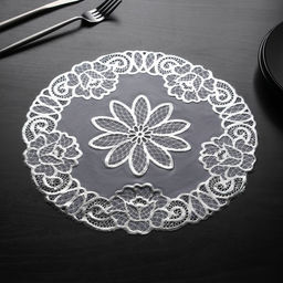 Набор салфеток ажурных Доляна Цветы, d=30 см, 4 шт, ПВХ, цвет серебряный  фото 3