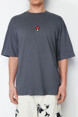 TRENDYOL MAN Beyaz Un?sex Oversize/Genis Kesim Kalp Nak?sl? T-Shirt TMNSS24TS00070 - Trendyolmilla фото 16
