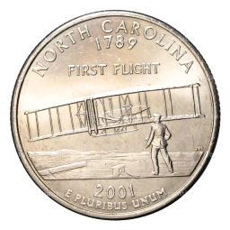 25 центов (1/4 доллара) 2001 года D США Штаты и территории  Северная Каролина