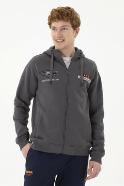 Мужской вязаный кардиган антрацитового цвета - U.s. polo assn фото 3