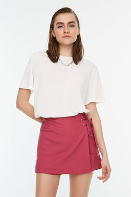 TRENDYOLMILLA Pembe Baglama ve Kusgozu Detayl? Dokuma Sort Etek TWOAW21SR0038  фото 8