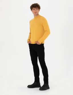 Hardal Slim Fit Yar_m Bal_k__ Yaka Basic Triko Kazak