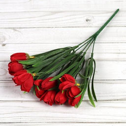 Цена за 10 шт. Цветок искусственный Букет тюльпанов 34 см 6 веток / NT596 /уп 600/ - Галеонтрейд фото 7