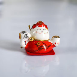 Сувенир керамика Манэки-нэко в головном уборе, на коврике набор 5 шт 4,2х5,2х3,5 см - Simaland фото 2