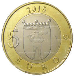 Монета 5 евро 2015 года Финляндия Исторические регионы Финляндии. Животные  Лапландия