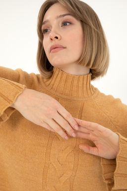 Женская водолазка светло-коричневого цвета меланжевого цвета Неожиданная скидка в корзине - U.s. polo assn фото 2