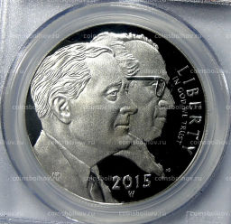 Монета 1 доллар 2015 года W США 75 лет фонду March of Dimes (в слабе PCGS PR70DCAM)