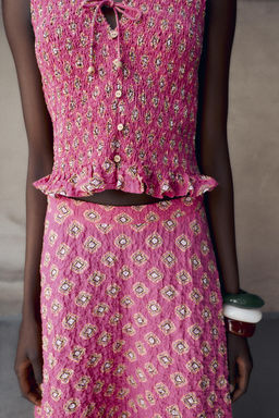 SMOCKED PRINT TOP - Zara фото 3
