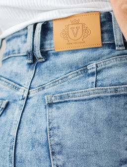 Юбка Vilatte джинсовая на запах синий  фото 9