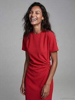 Bisiklet Yaka B?zg?l? Krep Elbise