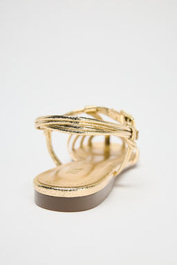STRAPPY METALLIC-EFFECT CAGE SANDALS - Zara фото 8