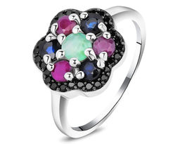 Кольцо, изумруд берилл , рубин корунд , сапфир корунд , шпинель, Зима