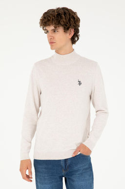 Свитер мужской U.S. Polo Assn каменный меланж хлопок  фото 8