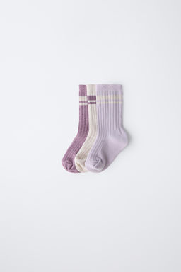 3-PACK OF STRIPED LONG SOCKS