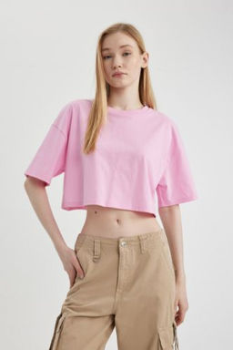 Coool Loose Fit Bisiklet Yaka Basic Duz K?sa Kollu Tisort