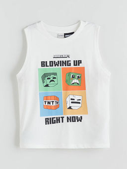 Bisiklet Yaka Minecraft Bask?l? Erkek ?ocuk Atlet