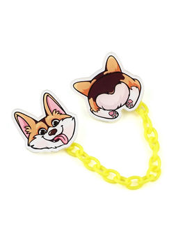 Цена за 2 шт. Значки на цепочке Корги, 13?10 см, набор 2 шт.