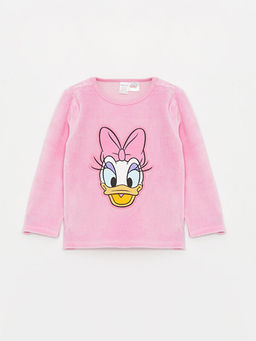 Bisiklet Yaka Uzun Kollu Daisy Duck Bask?l? K?z Bebek Pijama Tak?m