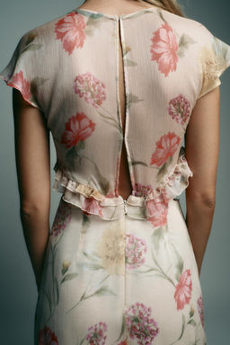 FLORAL PRINT CUT-OUT MIDI DRESS - Zara фото 7