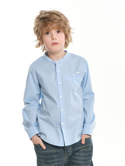 Рубашка голубая для школы на праздник UD 7950 голубой - Mini maxi фото 5