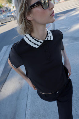 CONTRAST POLO TOP - Zara фото 2