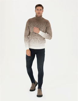 Vizon Slim Fit Bal_k__ Yaka Y_n Kar___ml_ Triko Kazak - Pierre cardin фото 4