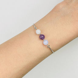 Браслет регулируемый для Тельца из Агата, Аметиста и Лунного камня