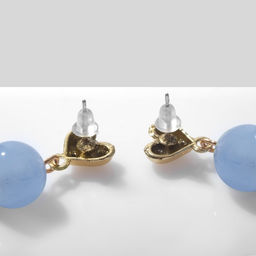 Серьги ассорти Сердца с бусинами, цвет голубой в золоте - Queen fair фото 2