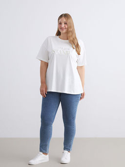 Bisiklet Yaka ?stanbul Bask?l? Kad?n Ti??rt