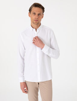 Beyaz Oxford Slim Fit Kolay _t_lenebilir G_mlek