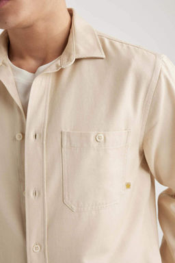 Рубашка из тенселя с длинным рукавом стандартного кроя - Defacto фото 4