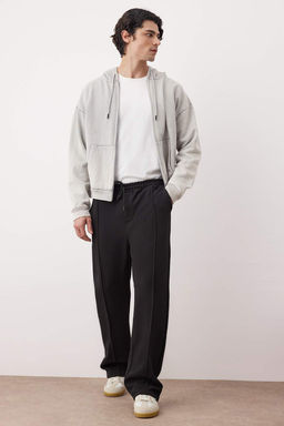 Siyah Straight Kal?p Genis Paca Interlok Rahat Pamuklu Pantolon TMNAW26PL00002 - Trendyolmilla фото 2