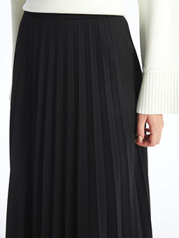 Kad?n Beli Lastikli D?z Pileli Etek