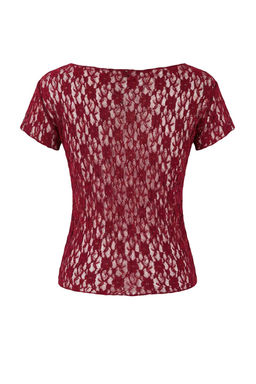 Bordo Fitted/Vucuda Oturan Kay?k Yaka K?sa Kollu Dantel Orme Bluz TWOSS26BZ00185 - Trendyolmilla фото 6
